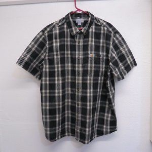 Carhartt Men's Black & White Essential Plaid Button Down Short Sleeve 2XL